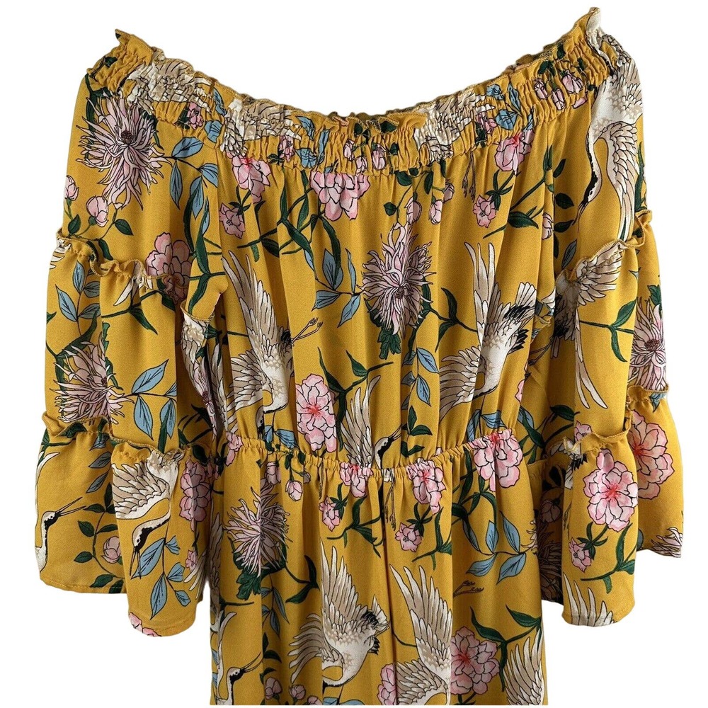 FLYING TOMATO SIZE XS OFF SHOULDER JUMPSUIT ON GOLDENROD FLARE SLEEVES - Picture 8 of 11